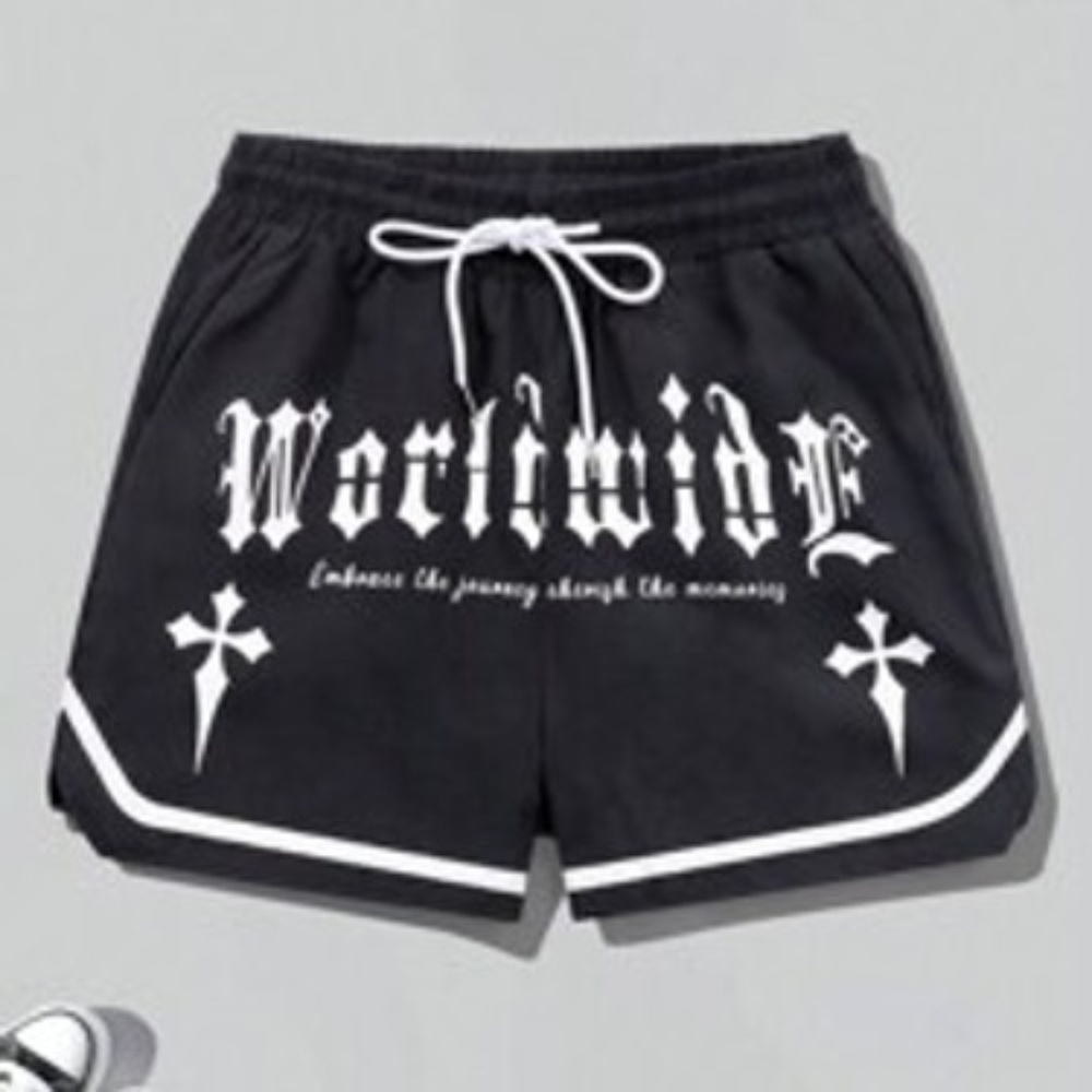 Manfinity EMRG Men's Letter Print Drawstring Waist Shorts